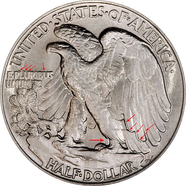 1946 DDR Walking Liberty Silver Half Dollar - Doubled Die Reverse Error