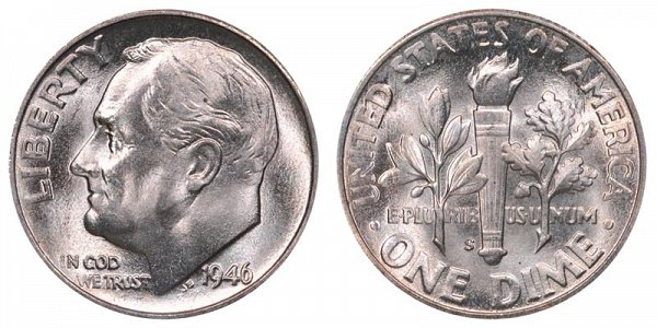 1946 S Silver Roosevelt Dime 