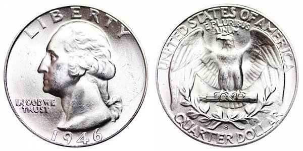 1946 S Washington Silver Quarter 