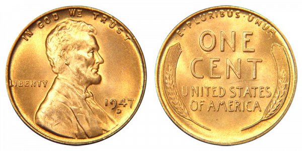 1947 D Lincoln Wheat Cent Penny