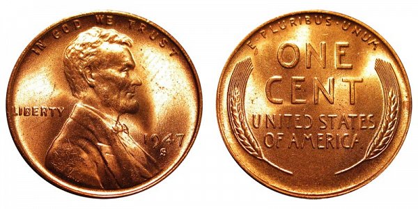 1947 S Lincoln Wheat Cent Penny 