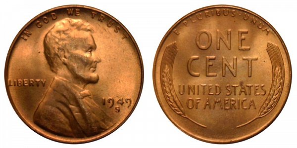 1949 S Lincoln Wheat Cent Penny 