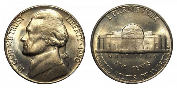 1950 D Jefferson Nickel