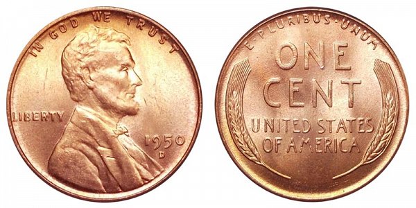 1950 D Lincoln Wheat Cent Penny 