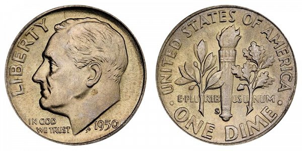 1950 S Silver Roosevelt Dime 