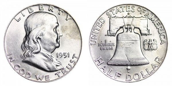 1951 D Franklin Silver Half Dollar 