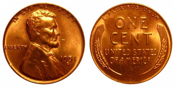 1951 D Lincoln Wheat Cent Penny 