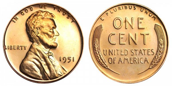 1951 Lincoln Wheat Cent Penny 