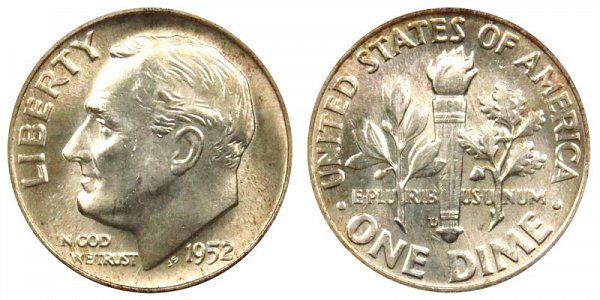 1952 D Silver Roosevelt Dime 