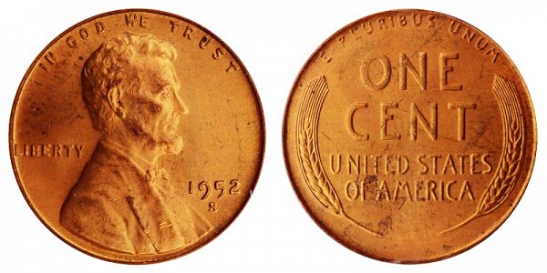 1952 S Lincoln Wheat Cent Penny 