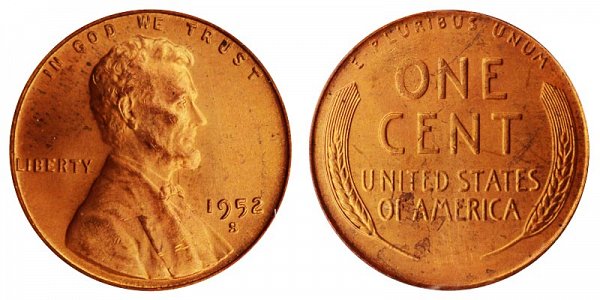 1952 S Lincoln Wheat Cent Penny