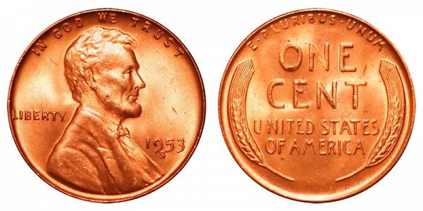 1953 S Lincoln Wheat Cent Penny