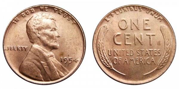 1954 Lincoln Wheat Cent Penny 