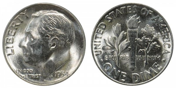 1954 S Silver Roosevelt Dime 