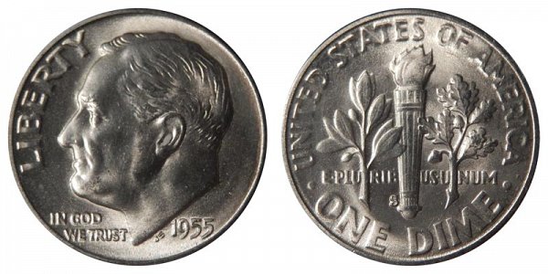 1955 S Silver Roosevelt Dime