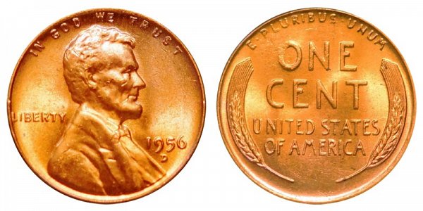 1956 D Lincoln Wheat Cent Penny 