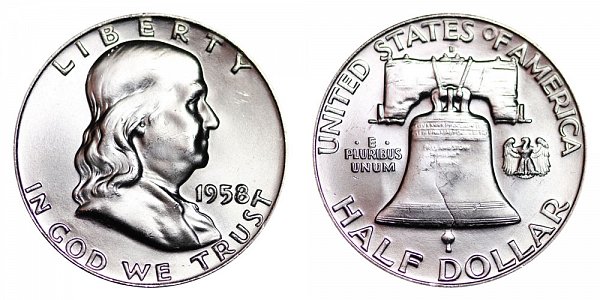 1958 D Franklin Silver Half Dollar