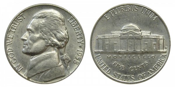 1958 D Jefferson Nickel 