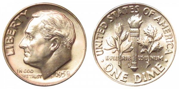 1958 D Silver Roosevelt Dime 