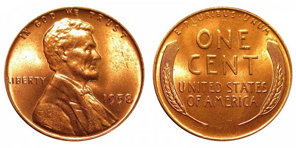 1958 Lincoln Wheat Cent Penny 