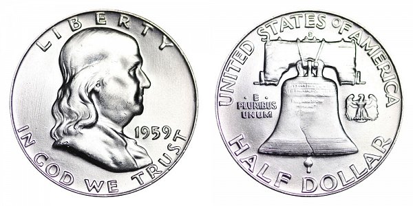 1959 D Franklin Silver Half Dollar 
