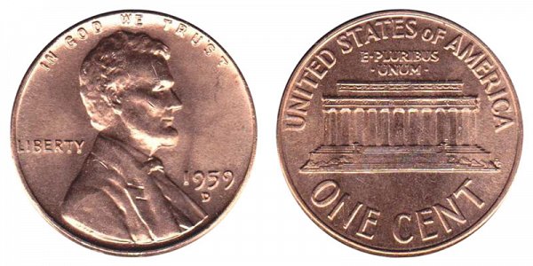 1959 D Lincoln Memorial Cent Penny 