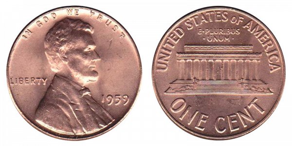 1959 Lincoln Memorial Cent Penny 