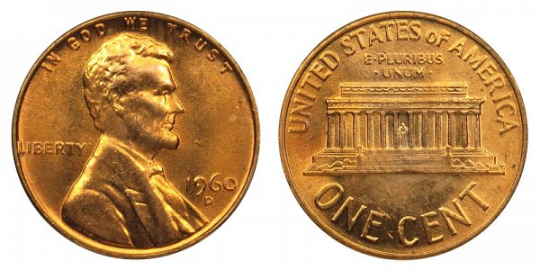 1960 D Large Date Lincoln Memorial Cent Penny 