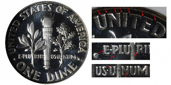 1963 Doubled Die Reverse DDR Silver Roosevelt Dime 