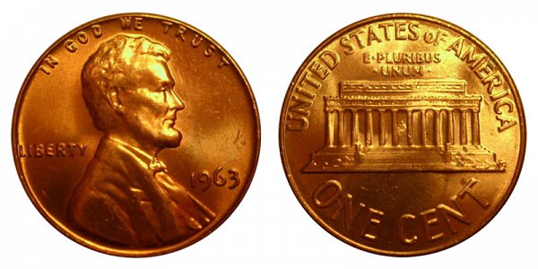 1963 Lincoln Memorial Cent Penny 