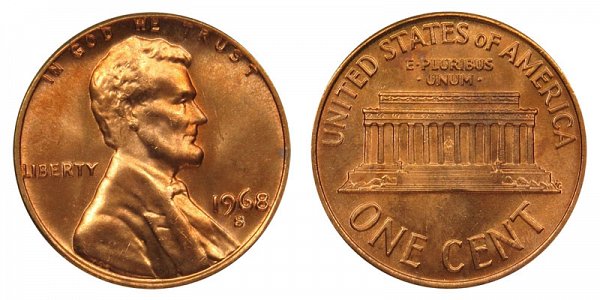 1968 S Lincoln Memorial Cent Penny 