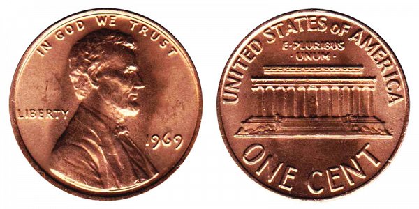 1969 Lincoln Memorial Cent Penny 