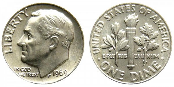 1969 Roosevelt Dime 