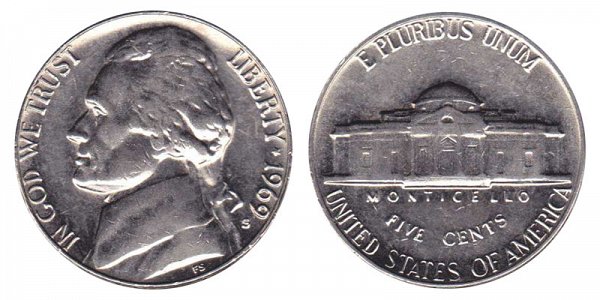 1969 S Jefferson Nickel 