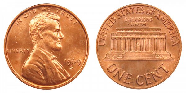 1969 S Lincoln Memorial Cent Penny