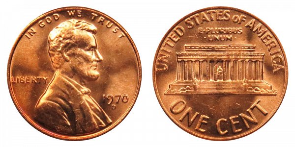 1970 D Lincoln Memorial Cent Penny 