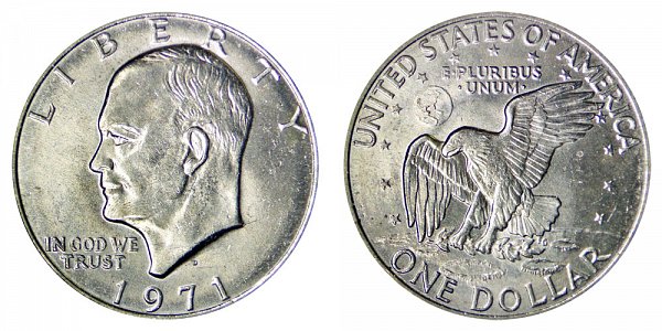 1971 D Type 1 Eisenhower Ike Dollar - Friendly Eagle - Accented Crater Lines