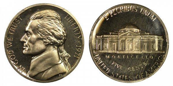 1971 No S Jefferson Nickel