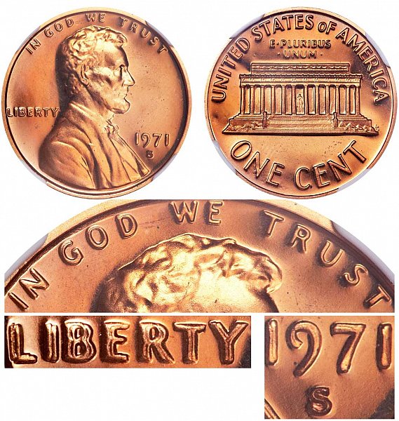 1971 S Doubled Die Obverse DDO Lincoln Memorial Cent Penny 