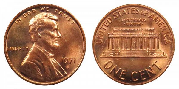 1971 S Lincoln Memorial Cent Penny 