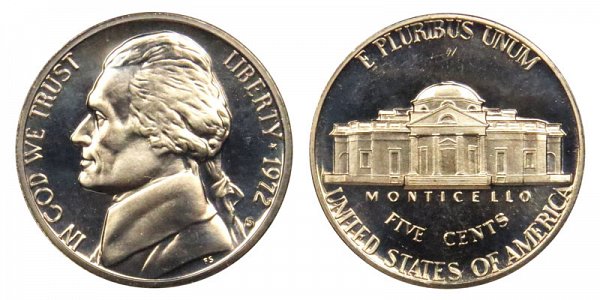 1972 S Jefferson Nickel Proof 