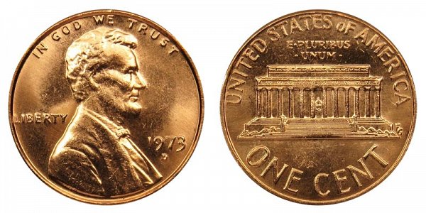 1973 D Lincoln Memorial Cent Penny 