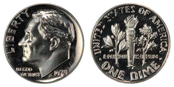 1975 No S Proof Roosevelt Dime