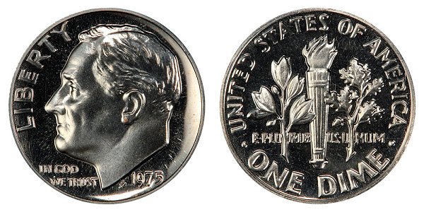 1975 No S Proof Roosevelt Dime 