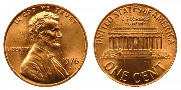 1976 D Lincoln Memorial Cent Penny 