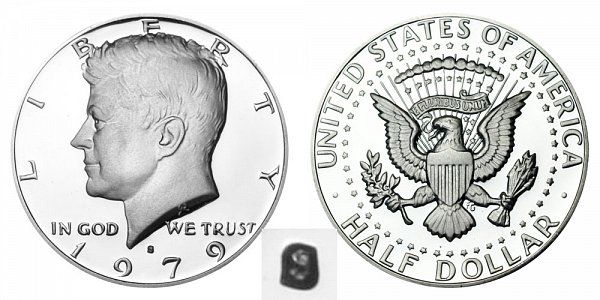 1979 Type 1 Filled S Kennedy Half Dollar Proof