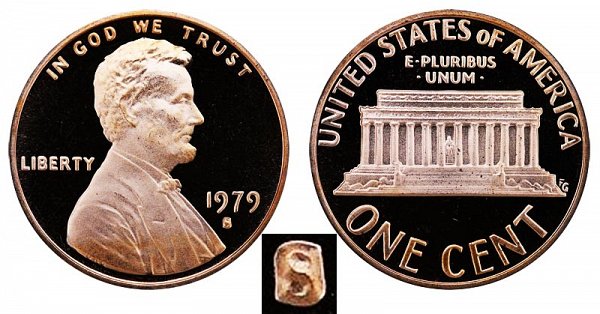 1979 S Type 1 Filled S Proof Lincoln Memorial Cent Penny 