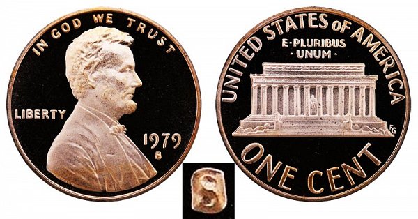 1979 S Type 1 Filled S Proof Lincoln Memorial Cent Penny