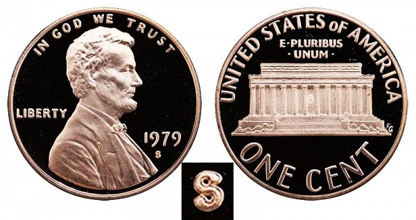 1979 S Type 2 Clear S Proof Lincoln Memorial Cent Penny 