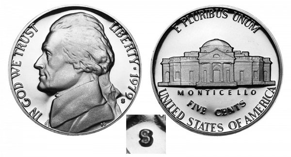 1979 Type 2 Clear S Jefferson Nickel Proof 